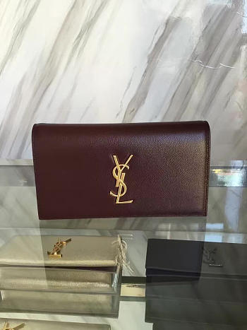 YSL Monogram Kate Clutch Grain De Poudre Embossed Leather 4962