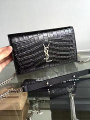 YSL Monogram Kate Crocodile Embossed Shiny Leather 5028 - 3