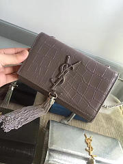 YSL Monogram Kate Silver Tassel In Embossed Crocodile Shiny Leather 5039 - 6