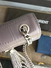 YSL Monogram Kate Silver Tassel In Embossed Crocodile Shiny Leather 5039 - 4