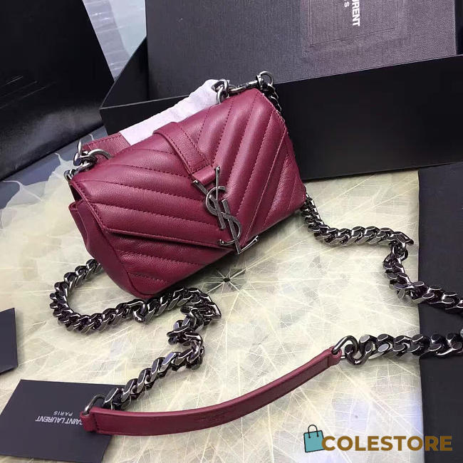 YSL Quilted Monogram College Wine 5064 - 1
