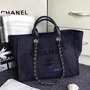 Chanel Canvas And Sequins Shopping Bag Blue A66941 VS06532 - 1
