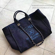 Chanel Canvas And Sequins Shopping Bag Blue A66941 VS06532 - 2
