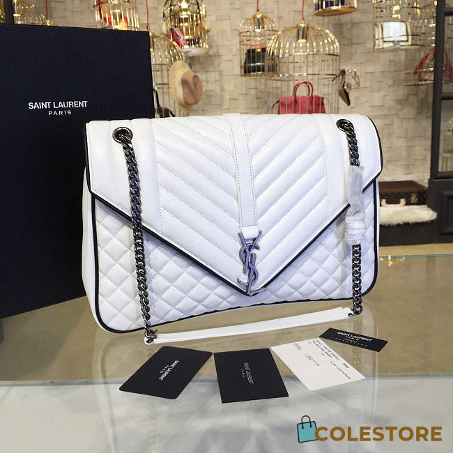 YSL Envelop Satchel Large White 4810 - 1