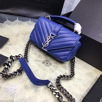 YSL Quilted Monogram College Blue 5070