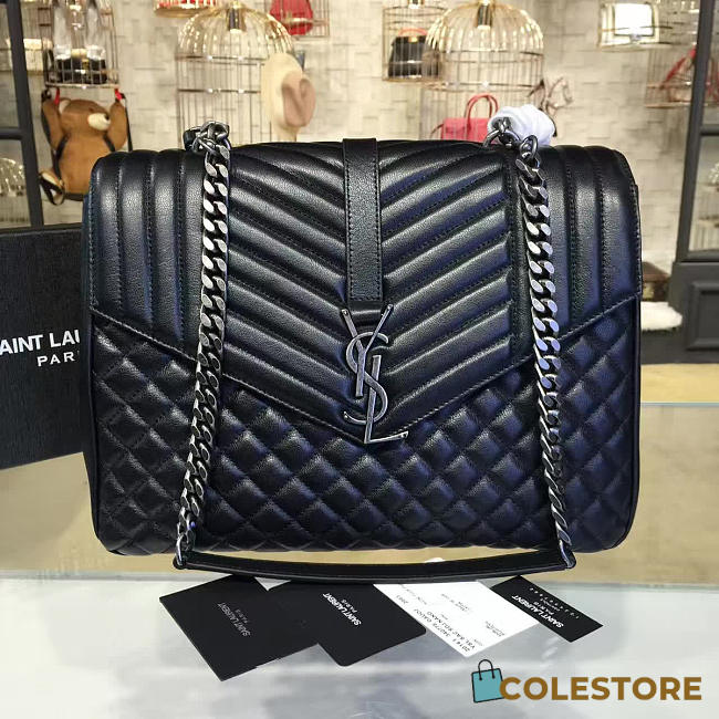 YSL Envelop Satchel Large Black 5128 - 1