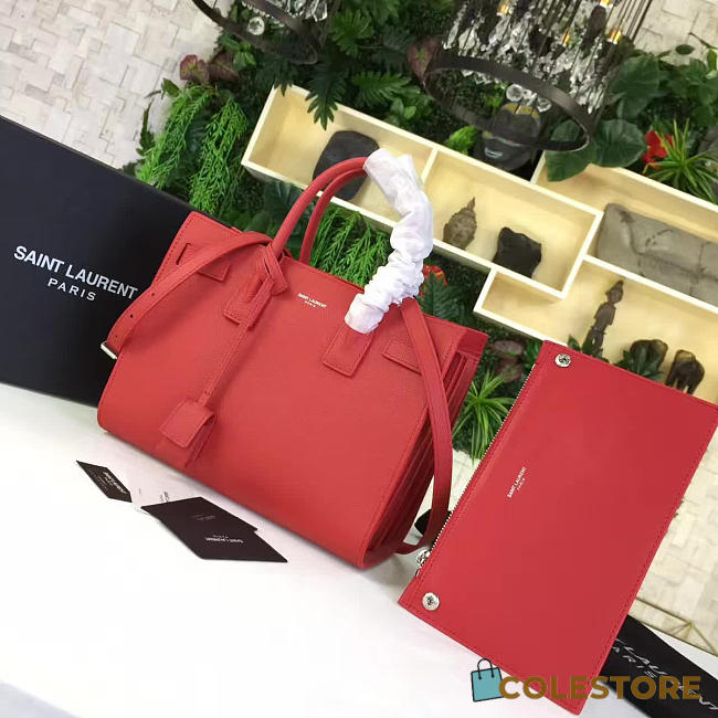 YSL Sac De Jour In Grained Leather Red 5135 - 1