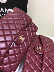Chanel Lambskin Leather Flap Bag Wine 30cm  - 4