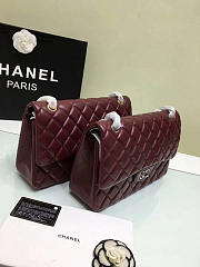 Chanel Lambskin Leather Flap Bag Wine 30cm  - 6