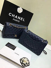 Chanel Calfskin Leather Flap Bag Gold/Silver Royalblue 25cm - 4