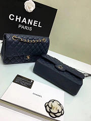 Chanel Calfskin Leather Flap Bag Gold/Silver Royalblue 25cm - 5