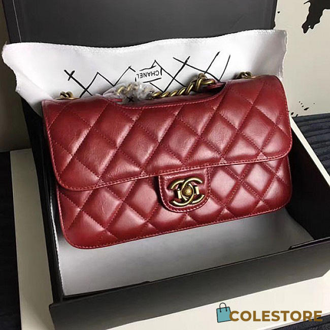 Chanel Red Oil Wax Leather Perfect Edge Bag A14041 VS05760 - 1
