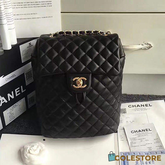 chanel caviar quilted lambskin backpack black gold hardware  - 1