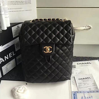 chanel caviar quilted lambskin backpack black gold hardware 