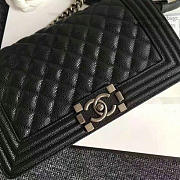 CHANEL QUILTED CAVIAR MEDIUM BOY BAG BLACK 180301 VS06570 - 5