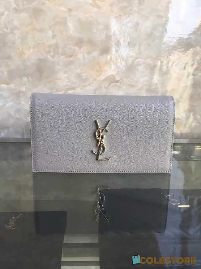 YSL Monogram Kate Clutch Grain De Poudre Embossed Leather 4967 - 1