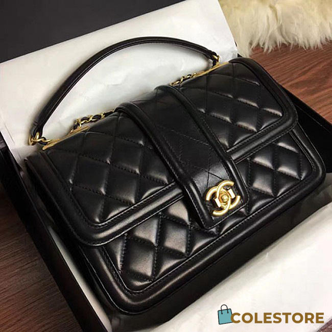 Chanel Quilted Lambskin Gold-Tone Metal Flap Bag Black A91365 VS03475 - 1