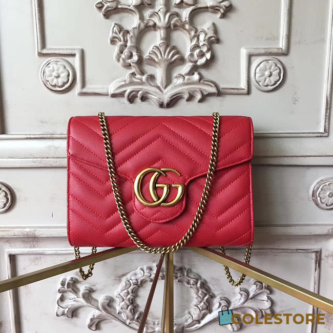 Gucci GG Mermont Wallet Chain in Red 20x4x14.5 cm - 1