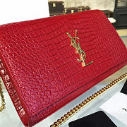 YSL Monogram College In Embossed Crocodile Shiny Red Leather 4763 - 6