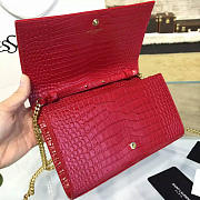 YSL Monogram College In Embossed Crocodile Shiny Red Leather 4763 - 5