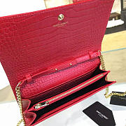 YSL Monogram College In Embossed Crocodile Shiny Red Leather 4763 - 2