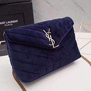 YSL Loulou Monogram Quilted Velvet Shoulder Bag In Blue 4795 - 4