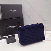 YSL Loulou Monogram Quilted Velvet Shoulder Bag In Blue 4795 - 5