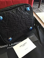 YSL Crocodile Embossed Leathe Bucket Bag Black 5136 - 4