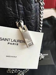 YSL Crocodile Embossed Leathe Bucket Bag Black 5136 - 3