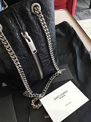 YSL Crocodile Embossed Leathe Bucket Bag Black 5136 - 2