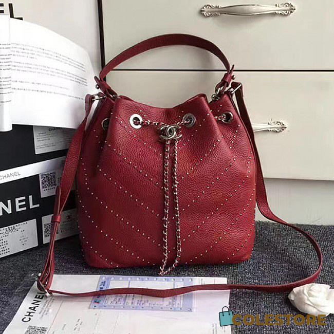 Chanel Calfskin Bucket Bag Red A93597 VS04761 - 1