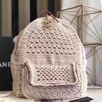Chanel Crochet Braid Cayo Coco Backpack White A93681 VS04725
