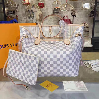  louis vuitton neverfull CohotBag mm damier azur canvas beige 3602