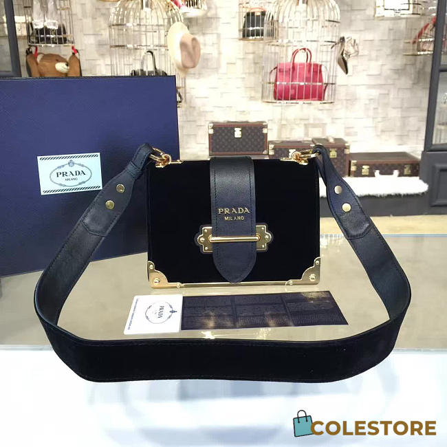 Prada Velvet Cahier Bag Black 4263 - 1