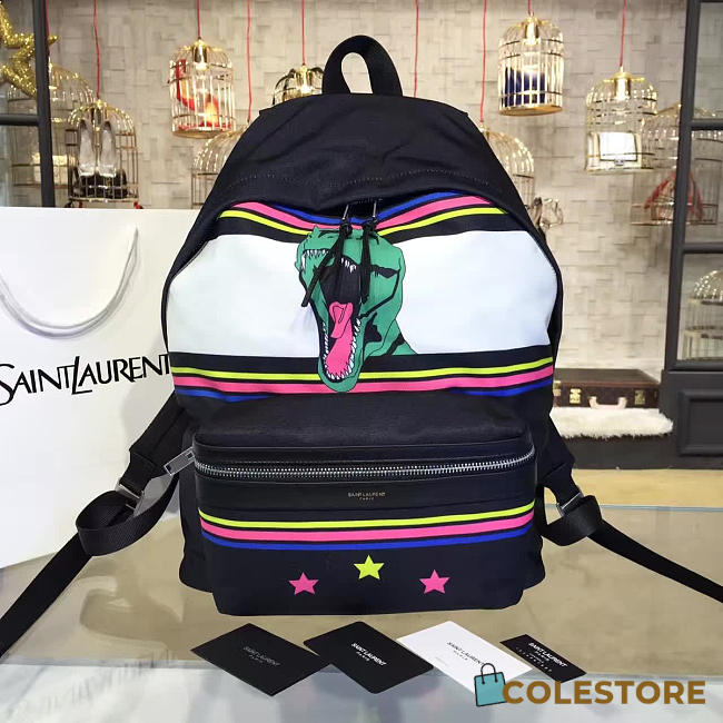 YSL Monogram Backpack Dinosaur Black 4786 - 1