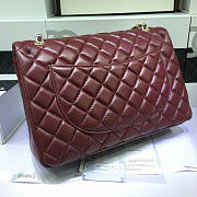 Chanel Lambskin Leather Flap Bag With Gold/Silver Hardware Maroon Red 33cm - 5