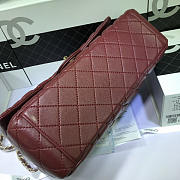 Chanel Lambskin Leather Flap Bag With Gold/Silver Hardware Maroon Red 33cm - 6