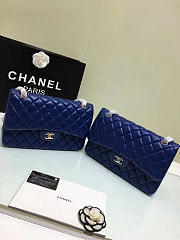Chanel Lambskin Leather Flap Bag Gold/Silver Blue 30cm - 2