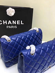 Chanel Lambskin Leather Flap Bag Gold/Silver Blue 30cm - 6