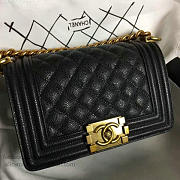 Chanel Small Quilted Caviar Boy Bag Black Gold A13043 VS05262 - 4
