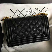 Chanel Small Quilted Caviar Boy Bag Black Gold A13043 VS05262 - 5