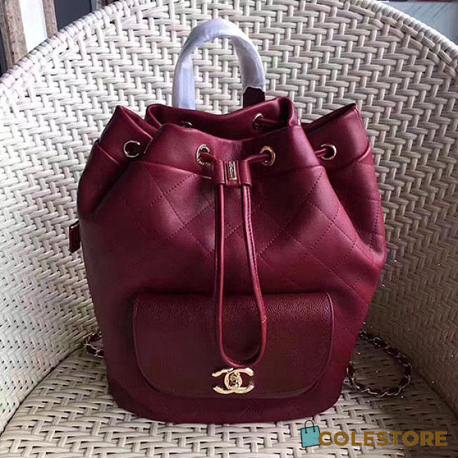 Chanel Calfskin And Caviar Backpack Burgundy A98235 VS02174 - 1