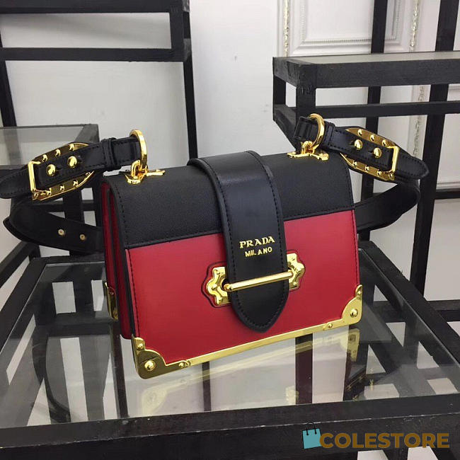 Prada Cahier Leather Shoulder Bag 1BD045 In Red - 1