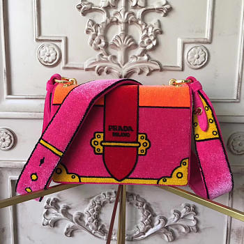 Prada Cahier Velvet Shoulder Bag Red Rose 4320
