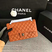 Chanel Lambskin Classic Handbag Orange A01112  - 3