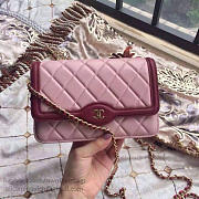 Chanel Lambskin Mini Chain Wallet Pink A81024 VS 09425 - 2