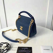 Chanel Grained Calfskin Flap Bag With Mini Top Handle Flap Bag Blue A93756 VS00398 - 2