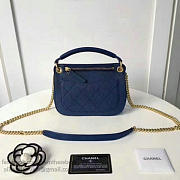 Chanel Grained Calfskin Flap Bag With Mini Top Handle Flap Bag Blue A93756 VS00398 - 3