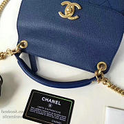 Chanel Grained Calfskin Flap Bag With Mini Top Handle Flap Bag Blue A93756 VS00398 - 4
