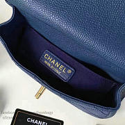 Chanel Grained Calfskin Flap Bag With Mini Top Handle Flap Bag Blue A93756 VS00398 - 6
